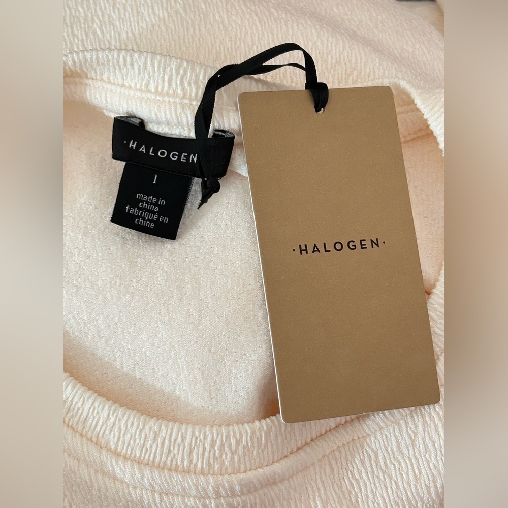 Nordstrom Halogen NWT Long Sleeve Midi Dress Antique White, size Large - Picture 3 of 10